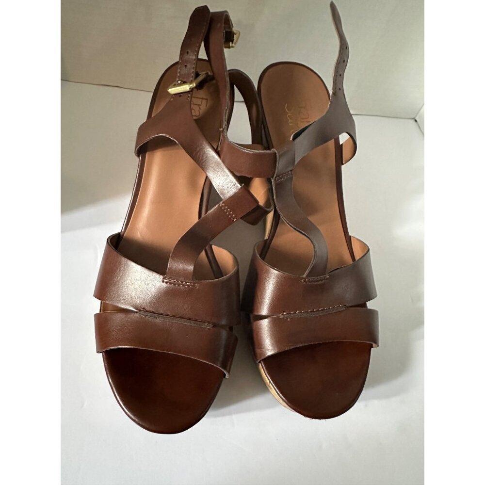 Cork Heel Platform Sandals 8M | Strappy Brown Summer Chic – Franco Sarto